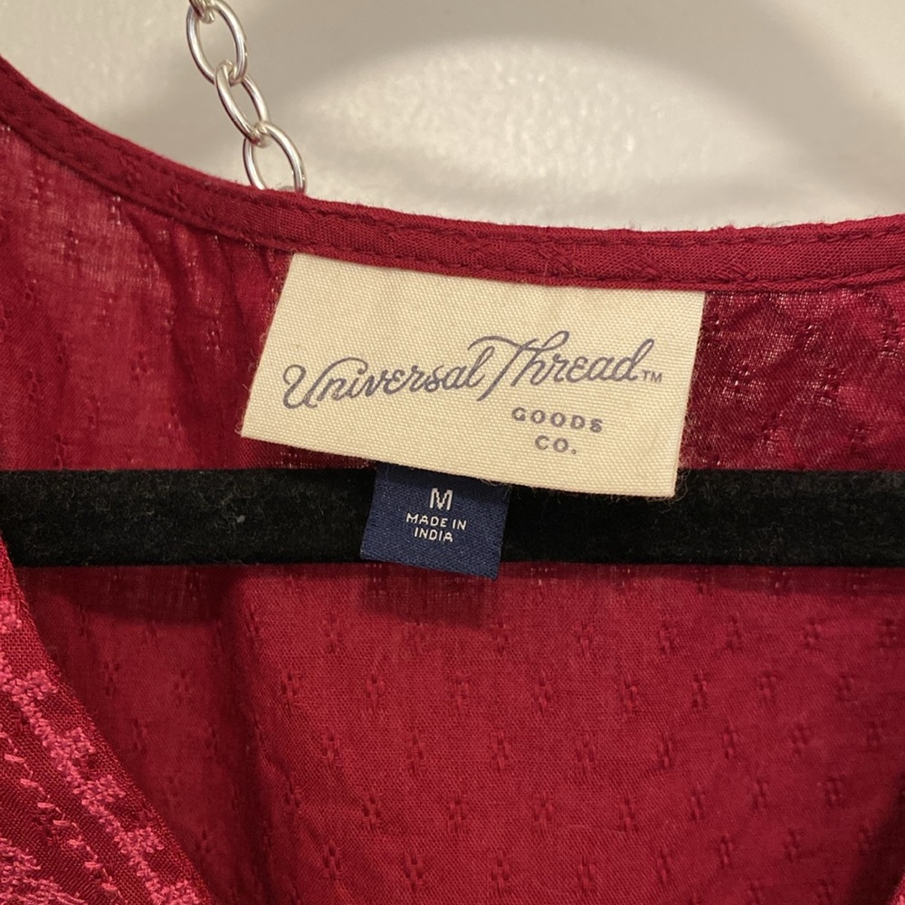 Dress Ruffled Embroidered Long Red Pretty - Picture 6 of 14
